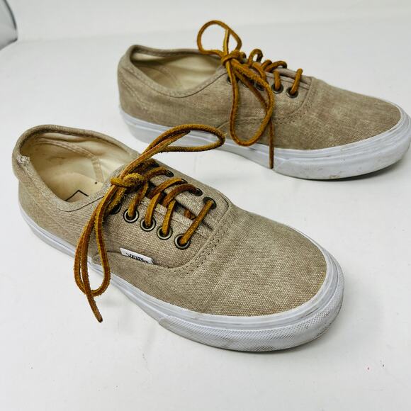 Vans Canvas Lace Up Deck Shoe Sneaker Comfort Tan Boat Casual - 6.5 - Picture 4 of 6